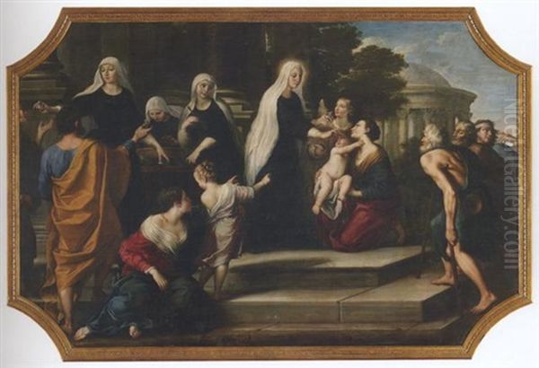 Santa Francesca Romana E Le Oblate Della Ss. Vergine Distribuiscono Ai Poveri Romani L'unguento Salutifero - view 1