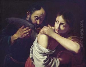 Dedalo Attacca Con La Cera Le Ali Al Figlio Icaro by Antiveduto Grammatica