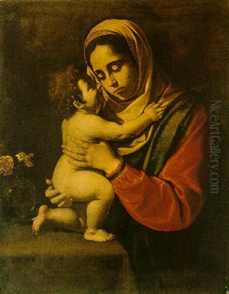 Madonna And Child With A Still Life Of Flowers In A Vase - view 1