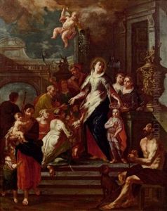 Die Hl. Elisabeth Verteilt Almosen by Daniel Gran