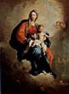 Maria Mit Dem Kind Und Engeln In Den Wolken Thronend by Daniel Gran