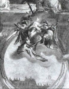 An Allegorical Study Of Figures In The Dome Of A Ceiling by Daniel Gran