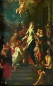 Die Hl. Elisabeth Verteilt Almosen by Daniel Gran