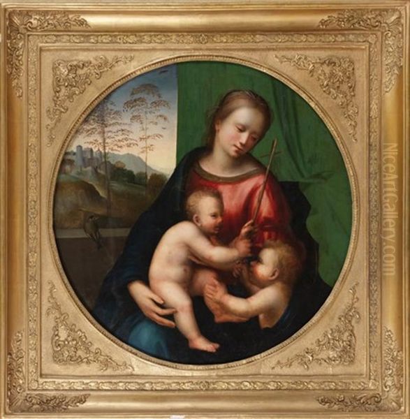 Vierge A L'enfant Avec Saint Jean-baptiste Et Un Chardonneret - view 1