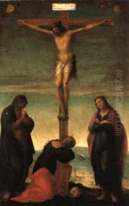 Christ En Croix Avec La Vierge, St Jean L'evangeliste Et Ste Marie Madeleine