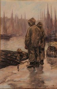 Trois Marins Sur Les Quais by Achille Granchi-Taylor