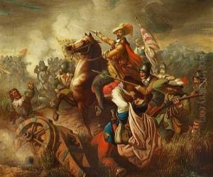 Slagscene Med Herremand Til Hest by Josef Grandauer
