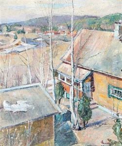 View Over Houses, In The Background Mountains by Severin Grande