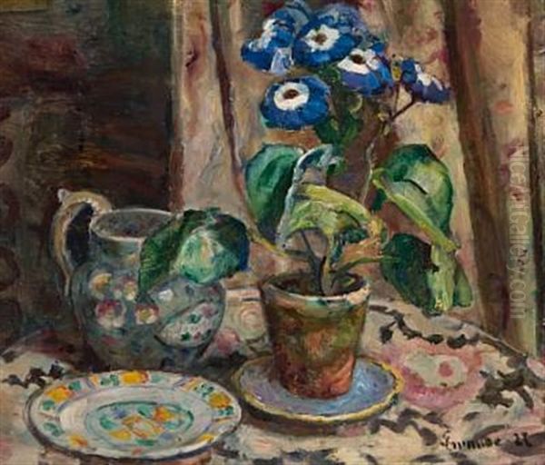 Oppstilling Med Mugge, Fat Og Blomst - view 1