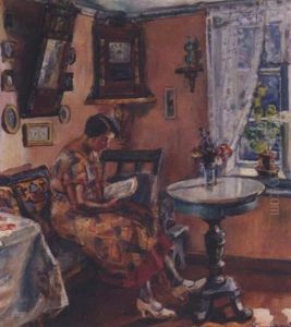 Lesende Kvinne I Interior