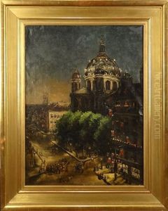 Vue De Paris Animee by Edmond Georges Grandjean