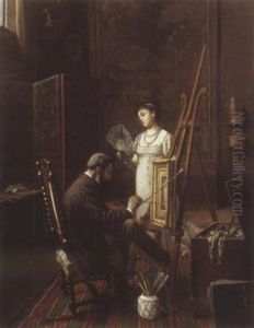 Le Peintre Et Son Modele Dans L'atelier by Edmond Georges Grandjean