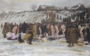 Bathing After The Blessing Of The Waters On The Sixth Of January, Feast Of The Epiphany