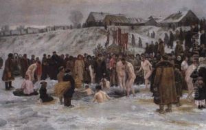 Bathing After The Blessing Of The Waters On The Sixth January, Feast Of The Epiphany by Nikolai Karlovich Grandkovsky