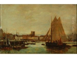 Bateau De Peche Dans Le Port De Dieppe (+ Sans Titre (sketch), Verso) by Grandsire, Pierre Eugene