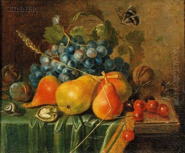 Still Life With Summer Fruits And Nuts, Butterflies Andsnail - view 1