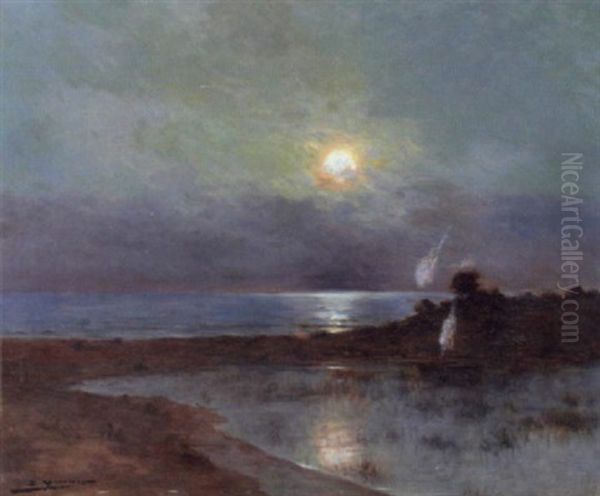 Marine Et Etang Au Clair De Lune - view 1