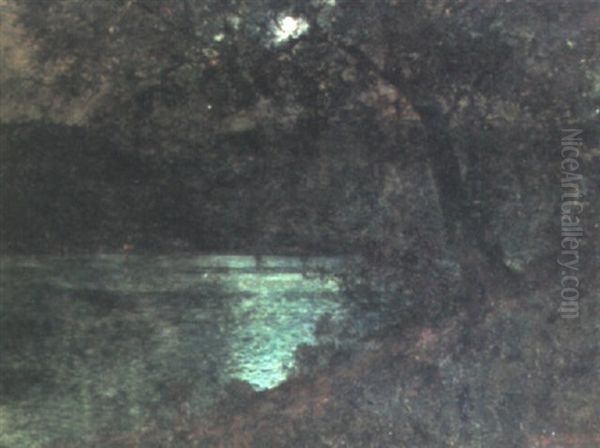A Moonlit River Landscape - view 1