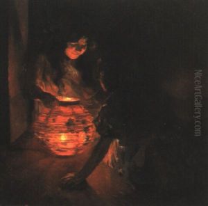 Ninas A La Luz De Una Farol