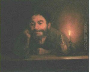 A Peasant Man By Candlelight by Luis Graner y Arrufi