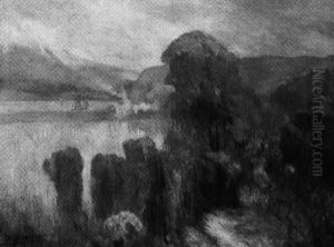 Paisaje De Lago Con Botes
