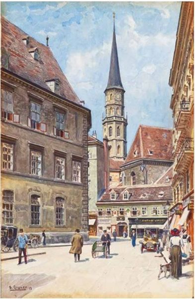 Blick Auf Die Michaelerkirche Von Der Stallburggasse In Wien - view 1