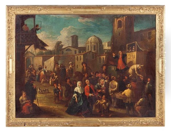 Scena Di Mercato Con Spettacolo Di Burattini - view 1