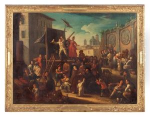 Scena Di Mercato Con Commedia Dell'arte by Giovanni Michele Graneri