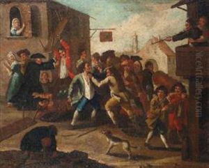 Rissa Tra Contadini And Festa Contadina (2 Works) by Giovanni Michele Graneri