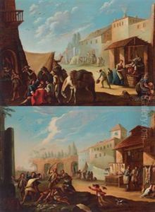 Volkstreiben Auf Einem Marktplatz (pair)