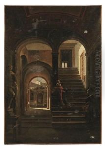 Interieur De La Villa De Michel Ange A Rome by Francois Marius Granet