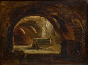 Moine Lisant A L'interieur D'une Grotte by Francois Marius Granet