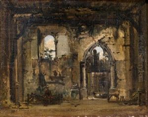 Personnage Installe Dans Des Ruines Gothiques by Francois Marius Granet