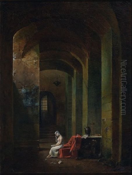 Jeune Fille Se Recueillant Dans L'eglise Souterraine De San Martino In Monte, Rome - view 1