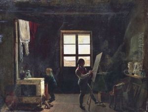 Le Peintre Granet Dans Son Atelier, Au Couvent Des Capucins by Francois Marius Granet