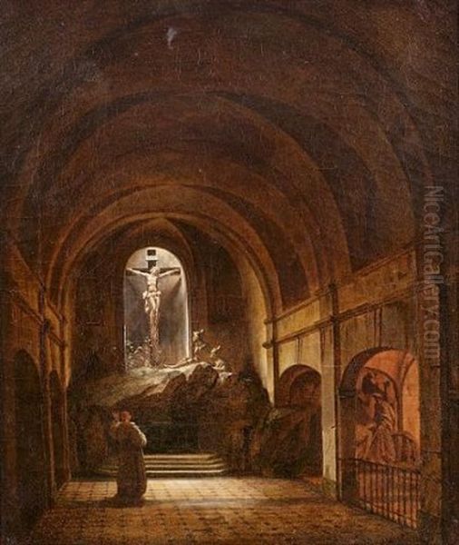 A Monk In A Church Interior - view 1