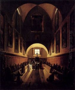 La Messe A L'interieur Du Choeur De L'eglise Des Capucins A Rome by Francois Marius Granet