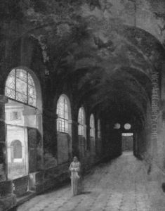 Le Moine Dans La Galerie Du Cloitre by Francois Marius Granet