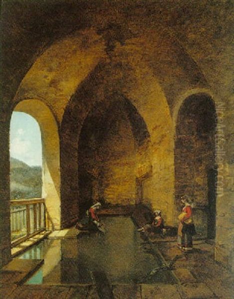 Lavandieres Dans Un Lavoir Voute - view 1