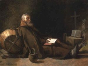 A Hermit Contemplating In A Cell by Francois Marius Granet