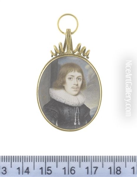 A Nobleman, Wearing Black Embroidered Doublet Slashed To Reveal White Chemise, White Lace Ruff - view 1