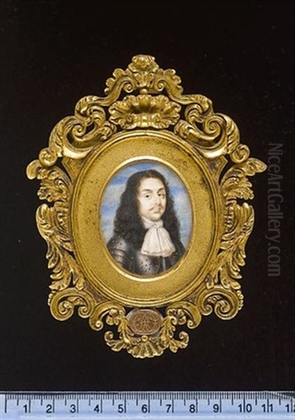 A Gentleman Wearing Gold Studded Armour And Tied White Jabot - view 1