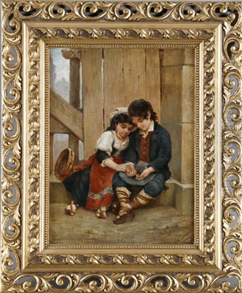 Kinderpaar Beim Zahlen Der Einnahmen - view 1