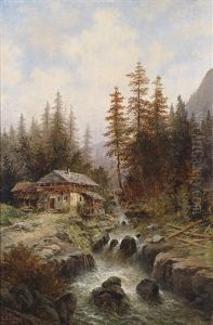 Der Schreiende Bach Bei Der Waldmuhle In Spital Am Pyrhn by Leopold Graninger