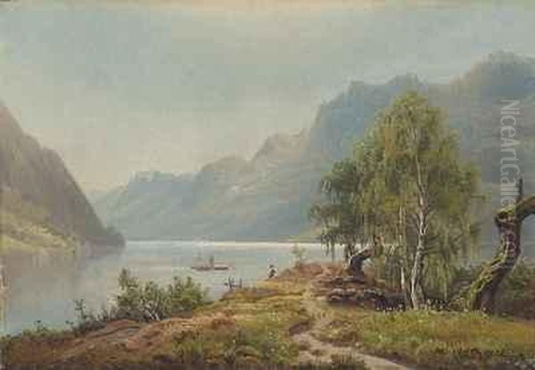 Sommerliche Fjordlandschaft Mit Dampfer - view 1