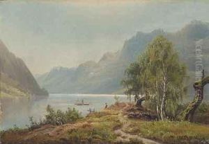 Sommerliche Fjordlandschaft Mit Dampfer