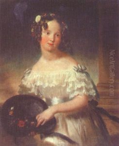 A Girl With Flowers by Charles Henry Grant