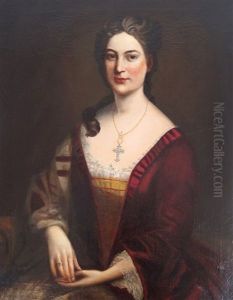 Portrait Of Geraldine Sophie Fitzgeralds In A Red Dress by Sir Francis Grant