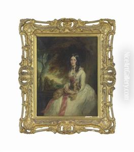 Portrait Of A Young Girl, Probably Lady Adelaide Emelina Caroline Vane (1830-1882), Small Three-quarter-length, In A White Dress... by Sir Francis Grant