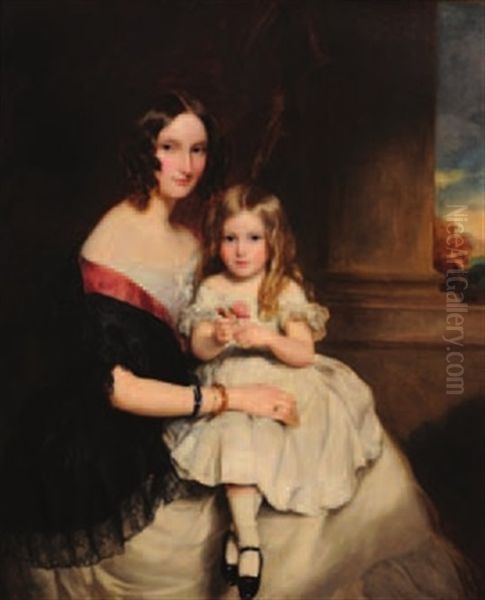 The Hon. Maria Clara Murray And Daughter, Seated On A Terrace, View To Landscape Beyond - view 1